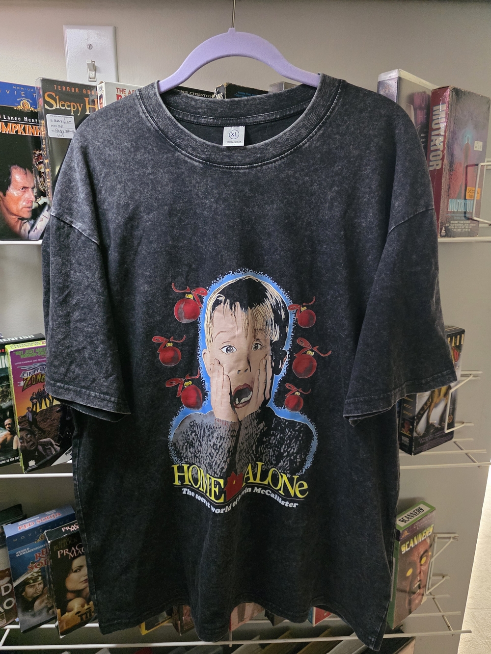 Home Alone Graphic Tee - Black Washed Short Sleeve